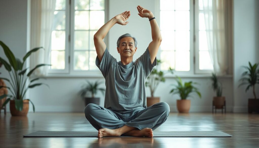 Upper body stretch in Tai Chi